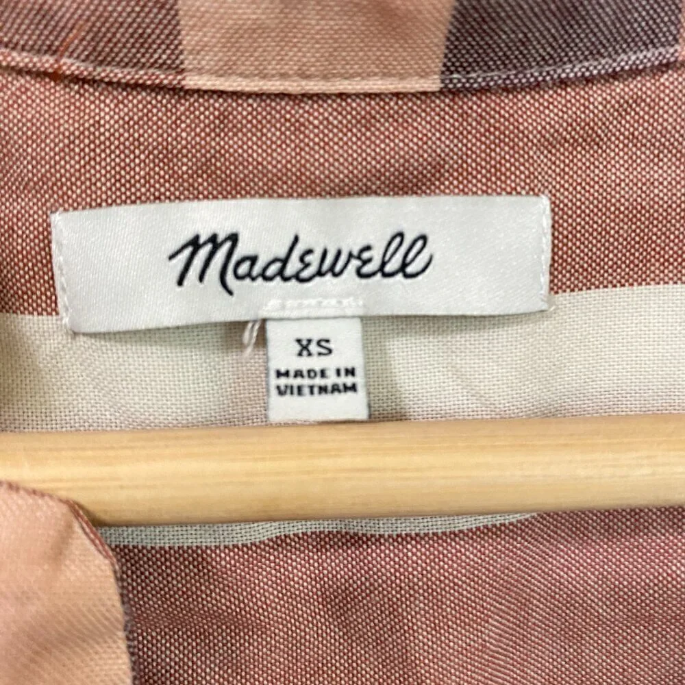 Madewell Striped Blouse in Brown and Cream - Picture 7 of 9